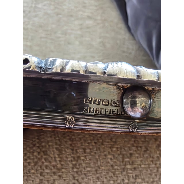 Pryor and Tyzack Silver Company of Sheffield England antique silver on copper mirror topped Plateau tray with footed base...