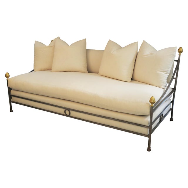 French 1940s French Mid-Century Wrought Iron Sofa N the Style of Maison Jansen For Sale - Image 3 of 4