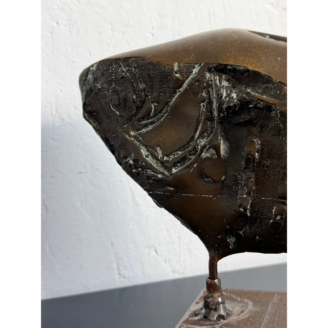 Bronze Brazilian Modernist Fossilized Bronze Fish Sculpture on Steel Base by Mário Agostinelli, 1980s For Sale - Image 8 of 14