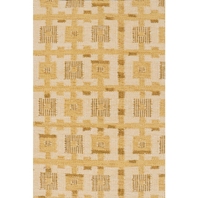 Mid-Century Modern Rug & Kilim’s Scandinavian Style Kilim with Gold Geometric Pattern - 10x14 For Sale - Image 3 of 7