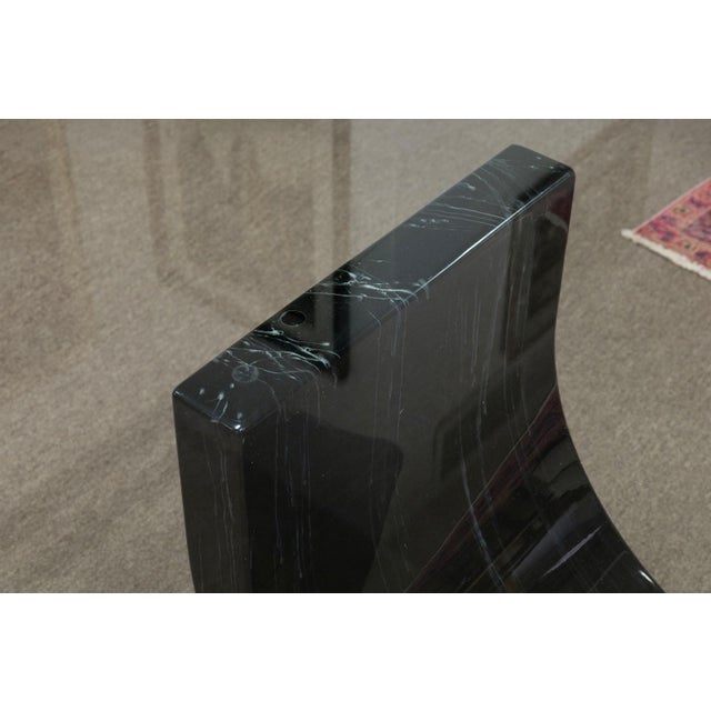 Contemporary Art Deco Style Black Lacquer Dining Table With Glass Top For Sale - Image 3 of 7