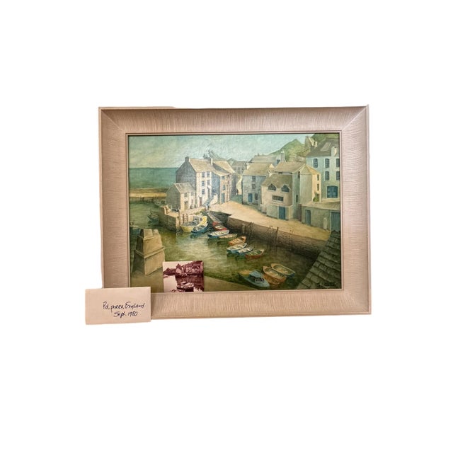 1980s 1980s Original Coastal Oil Painting of Polperro, Cornwall Harbor For Sale - Image 5 of 12