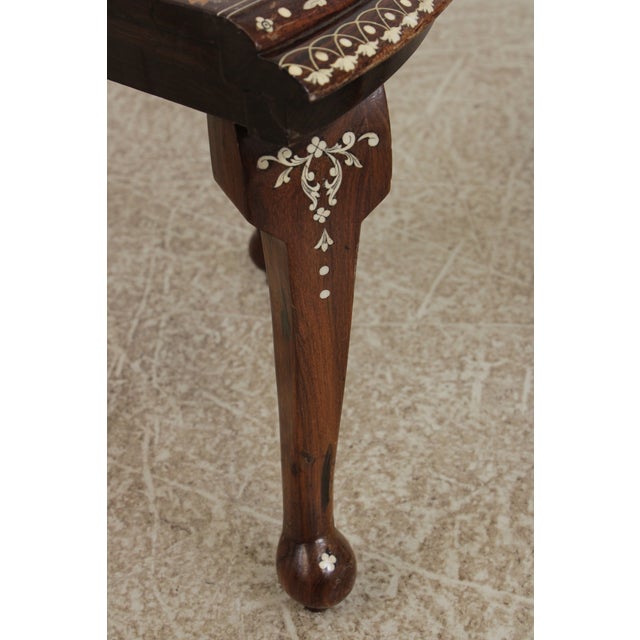 Vintage Anglo Indian Round Inlaid Coffee Table W. 4 Stools For Sale - Image 12 of 18