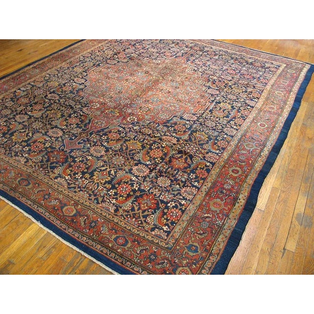Antique Bibikabad Rug, size: 9' 3'' x 11' 3''. Antique Bibikabad Floral Medallion Hand Knotted Pile Rug, Circa Date:...