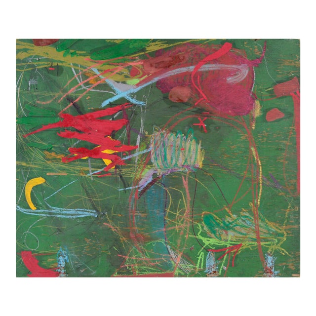Neo-Expressionist Green & Red Abstract by Michael Pauker For Sale