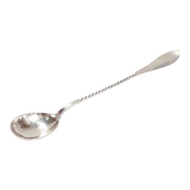 Shreve Antique Hammered Sterling Silver Twist Handle Cocktail Spoon / Stirrer For Sale