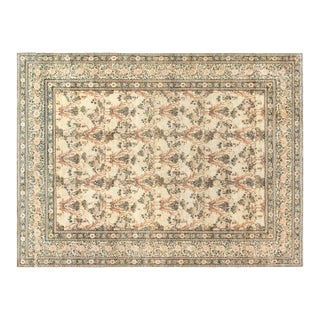 1920s Persian Kirman Beige, Brown, Green Hand Knotted Wool Carpet For Sale