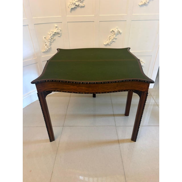 Antique Georgian Chippendale Mahogany Serpentine Console Card Table, 1770s For Sale - Image 6 of 12