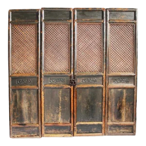 Set of Four Early 20th Century Chinese Black Screens