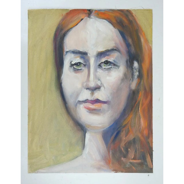 Late 20th century modernist oil on canvas portrait painting of red haired young woman, by Ralph Quintana (20th - 21st c.)...