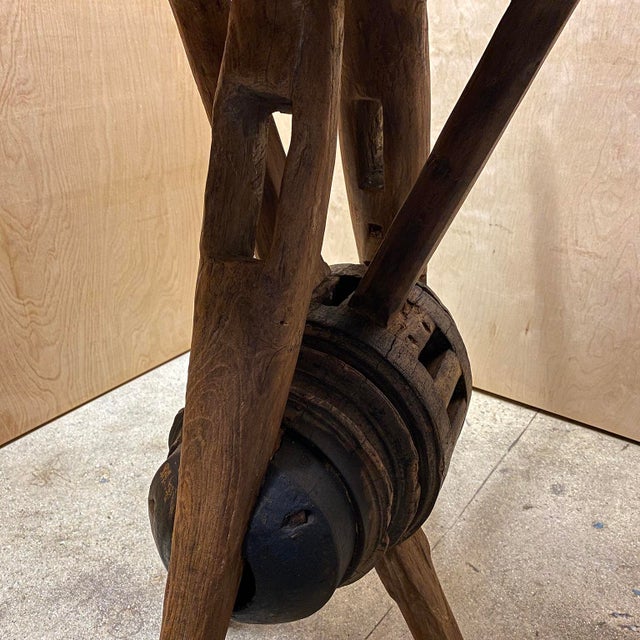 Late 19th Century French Primitive Wheel Hub Side Table For Sale - Image 15 of 16