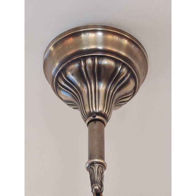 1920s 1920s Sheffield Style Pendant Light Fixture With Reverse Painted Shade For Sale - Image 5 of 7