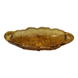 Vintage Indiana Glass Lily Pons Amber Carnival Pickle/Relish Dish