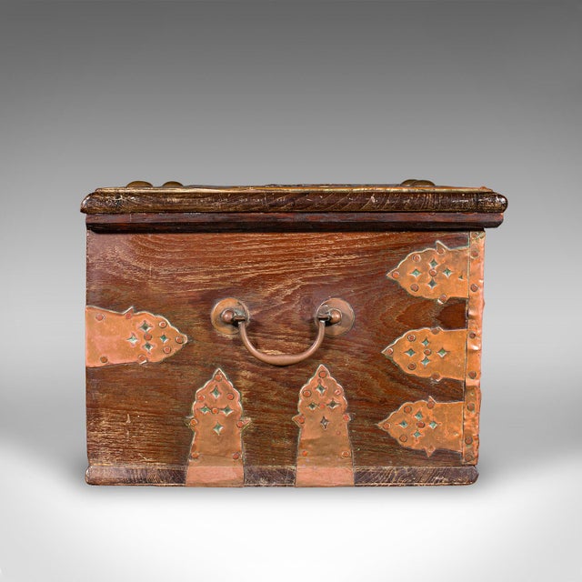 Small Antique Zanzibar Chest, East African Teak, Brass, Travel Trunk, Victorian For Sale - Image 4 of 11