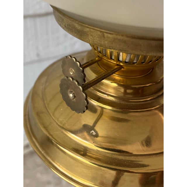 Brass 1890s Antique Edwardian Solid Brass English Tall Oil Lamp For Sale - Image 8 of 12