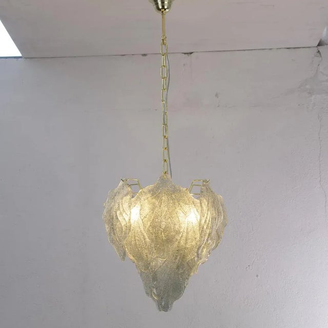Suspension Chandelier with Murano Glass Leaves, Italy, 1990s For Sale - Image 4 of 12
