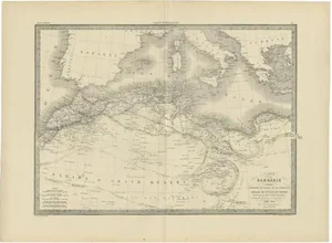 Antique Map of the Barbary Coast by Lapie, 1842