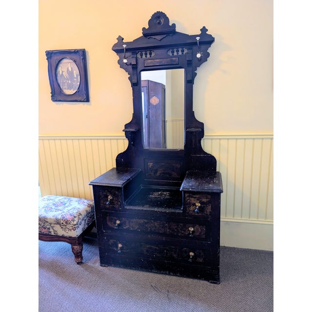 Late 19th Century Victorian Eastlake Drop Well Dresser With Diamond Dust Mirror For Sale - Image 9 of 10