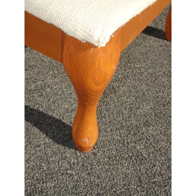 Vintage French Provincial Off White Floral Tapestry Needlepoint Footstool Bench For Sale - Image 10 of 12