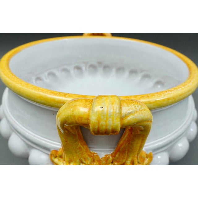 Mid 20th Century Large Fortunata Italy Handmade Pottery Centerpiece Pedestal Compote Bowl Lion's For Sale - Image 10 of 11