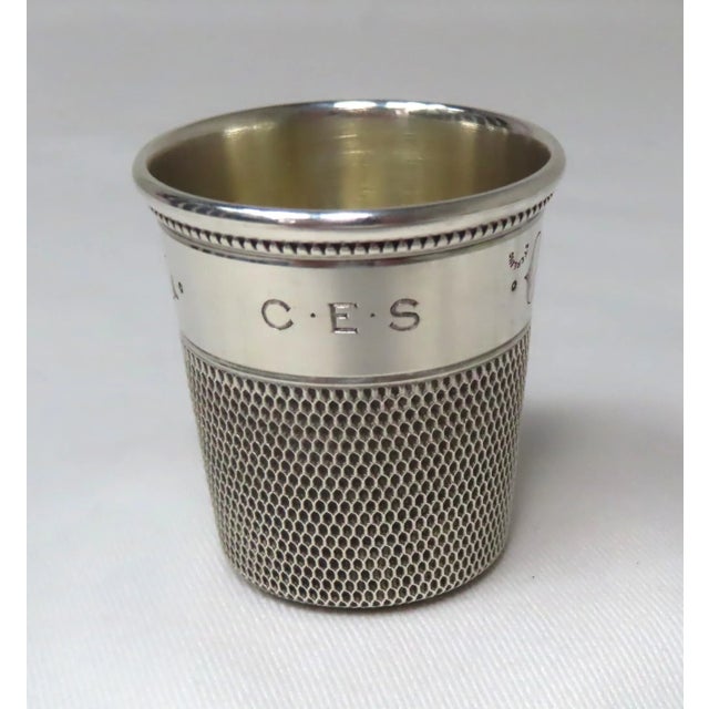 Antique Sterling Silver "Only a Thimble Full" Motto Giant Sewing Thimble Shot Glass For Sale - Image 9 of 13