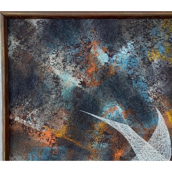 Original Leonardo Nierman Painting Bird in Flight Large 1959 Oil on Masonite Modernist Statement Piece - 50” X 41” For Sale In Portland, ME - Image 6 of 14