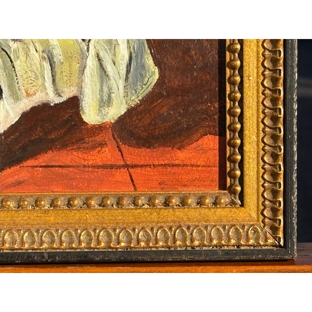 Brick Red Charming Mid-20th C. American Original Oil on Board - Brooklyn, Nyc For Sale - Image 8 of 9