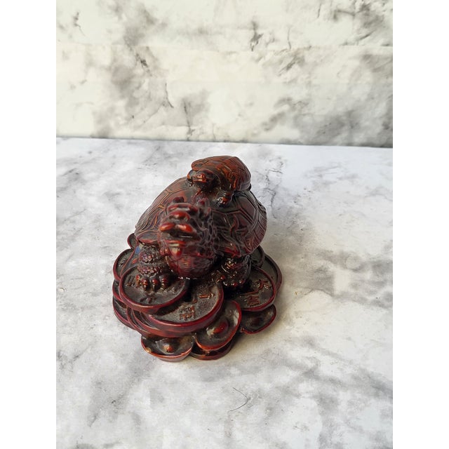 Japanese 1960s Red Boxwood Japanese Netsuke Dragon and Turtle For Sale - Image 3 of 11