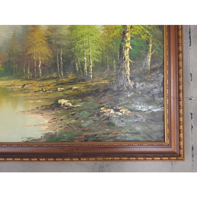 Mid 20th Century American School, 20th Century River Side Landscape, Oil on Canvas, Framed For Sale - Image 5 of 12