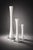 A striking set of three graduated sculptural trumpet vases crafted in luminous cased opaline art glass. Rising to 27.5...