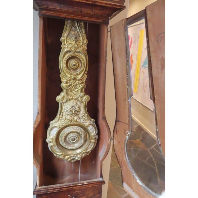 Brown H Bouquin Gorgeous French Grandfather Clock With Hand Painted Florals For Sale - Image 8 of 10