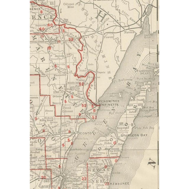 19th Century Antique Map of Wisconsin The Badger State by Ran McNally, 1899 For Sale - Image 5 of 12