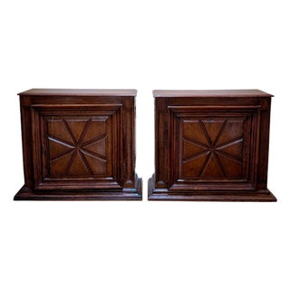 Pair of Antique Walnut French Louis XIII Single Door Cabinets. For Sale
