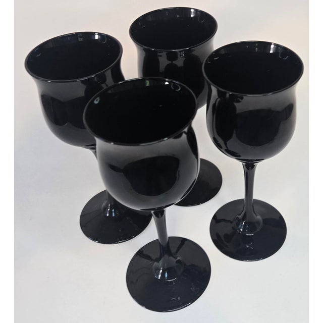 Late 20th Century Vintage Onyx Black Goblets- Set of Four For Sale - Image 5 of 10