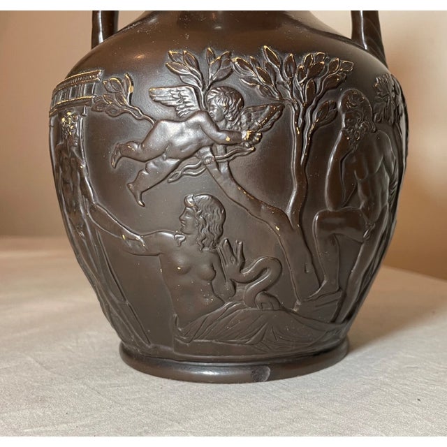 Antique 1800 Bing & Grondahl Bronze Patinated Figural Terracotta Pottery Vase 49 For Sale - Image 15 of 18