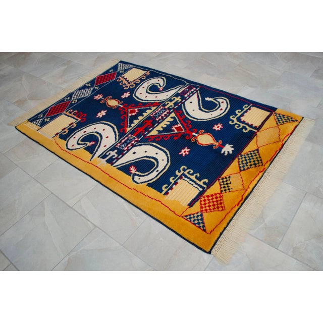 Hand-Knotted Vintage Turkish Rug, Tribal Geometric Wool Carpet New 4x6 Ft For Sale - Image 16 of 17