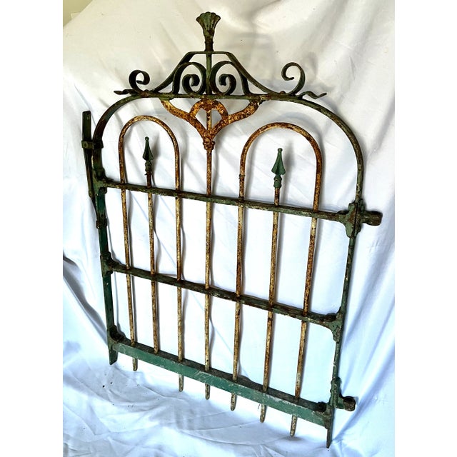 Early 1900s French Handcrafted Painted Iron Gate For Sale - Image 11 of 18