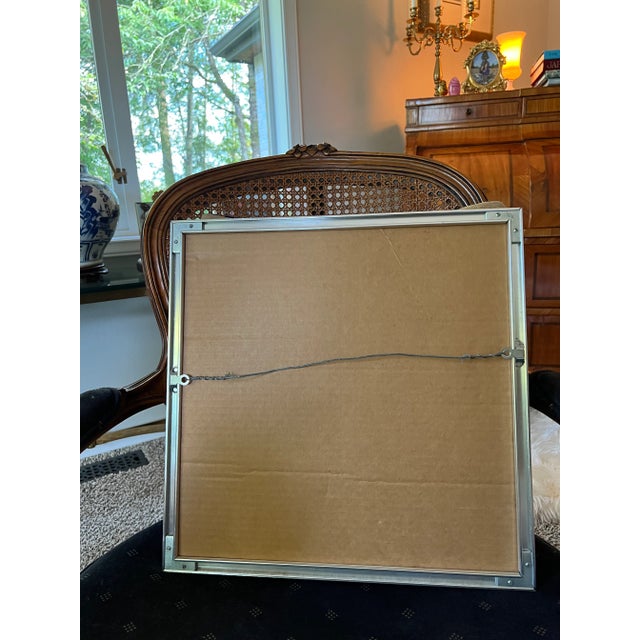 Late 20th Century Framed Signed Red Crowned Crane Watercolor Painting For Sale - Image 5 of 5