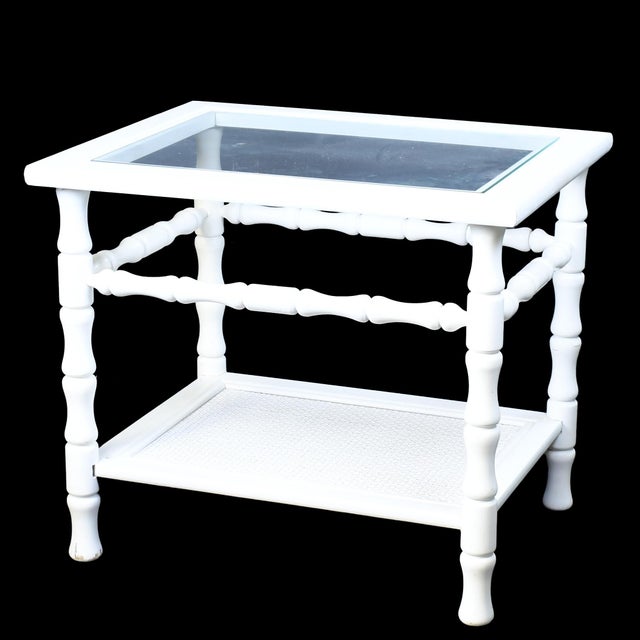 1960s Pair of 1960s White Faux Bamboo End Table For Sale - Image 5 of 5