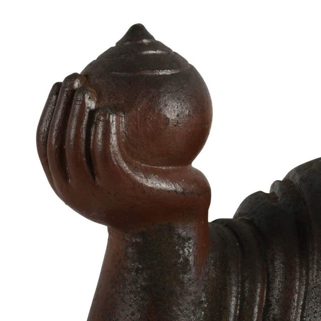 Signed Concrete Laughing Buddha Statue With Reddish Brown Finish Asian Garden Sculpture For Sale In Greensboro - Image 6 of 9