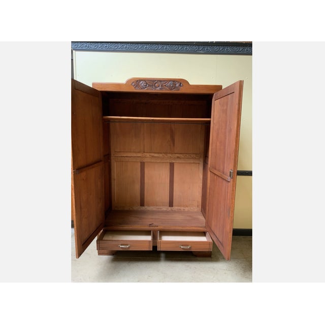 Vintage Art Deco Wardrobe in Oak, 1930 For Sale - Image 3 of 9