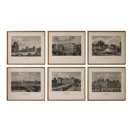 Paris Views: Louvre, Concorde, 1855, Engravings, Set of 6 For Sale