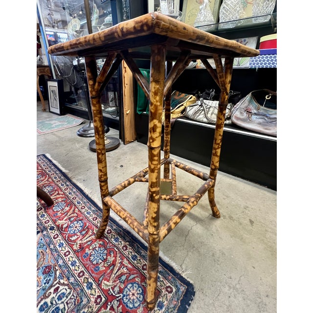Late 19th Century Victorian Bamboo Rattan Side Table For Sale - Image 4 of 6