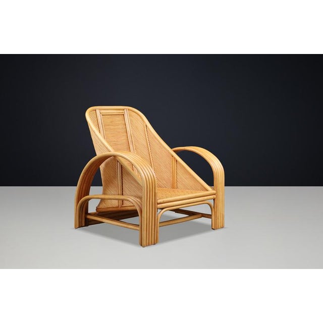 1970s Vintage Italian Bamboo and Rattan Lounge Chair, Italy, 1970s For Sale - Image 5 of 9