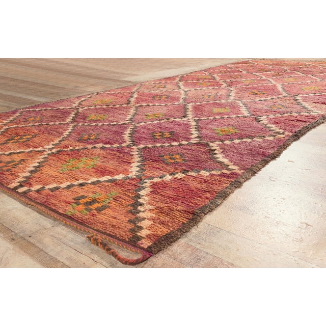 Magenta Vintage Boujad Moroccan Rug, 06'04 X 15'00 For Sale - Image 8 of 10