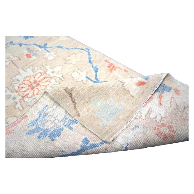 21st Century Turkish Oushak Wool 3x12 Beige & Blue Handmade Runner Rug #1144198 For Sale - Image 12 of 12
