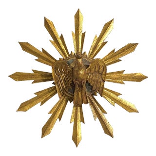 European Wooden Dove Sunburst the Holy Spirit 20" Diameter For Sale