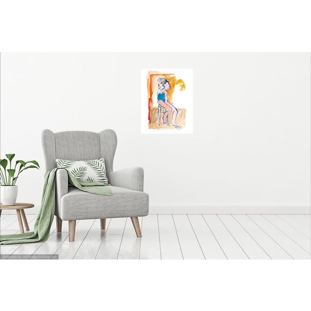 ""Young Model" Watercolor and Ink Drawing by Martha Holden For Sale - Image 4 of 7