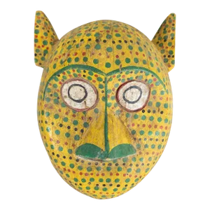Mid-Century Decorative African Carved Bozo Bambara Yellow Jaguar Carving From Mali