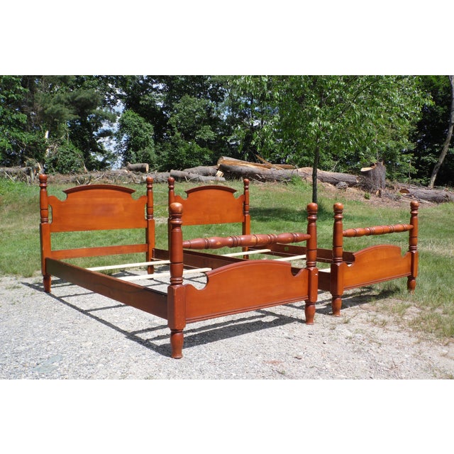 Vintage Pair Colonial Solid Maple Twin Size Beds Bed Frames Mengel Permanized Chairish